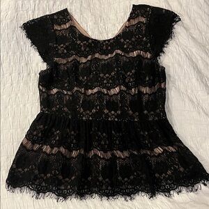 Mauve Black Lace Blouse